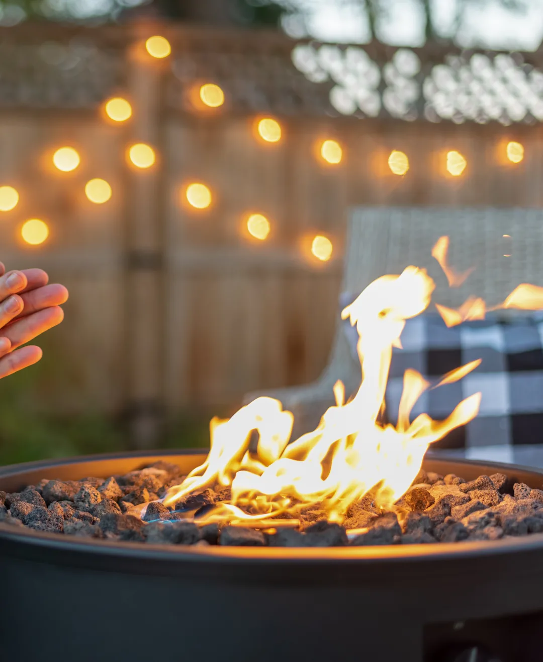 Outdoor gas fireplace serviced by Plain View Solutions